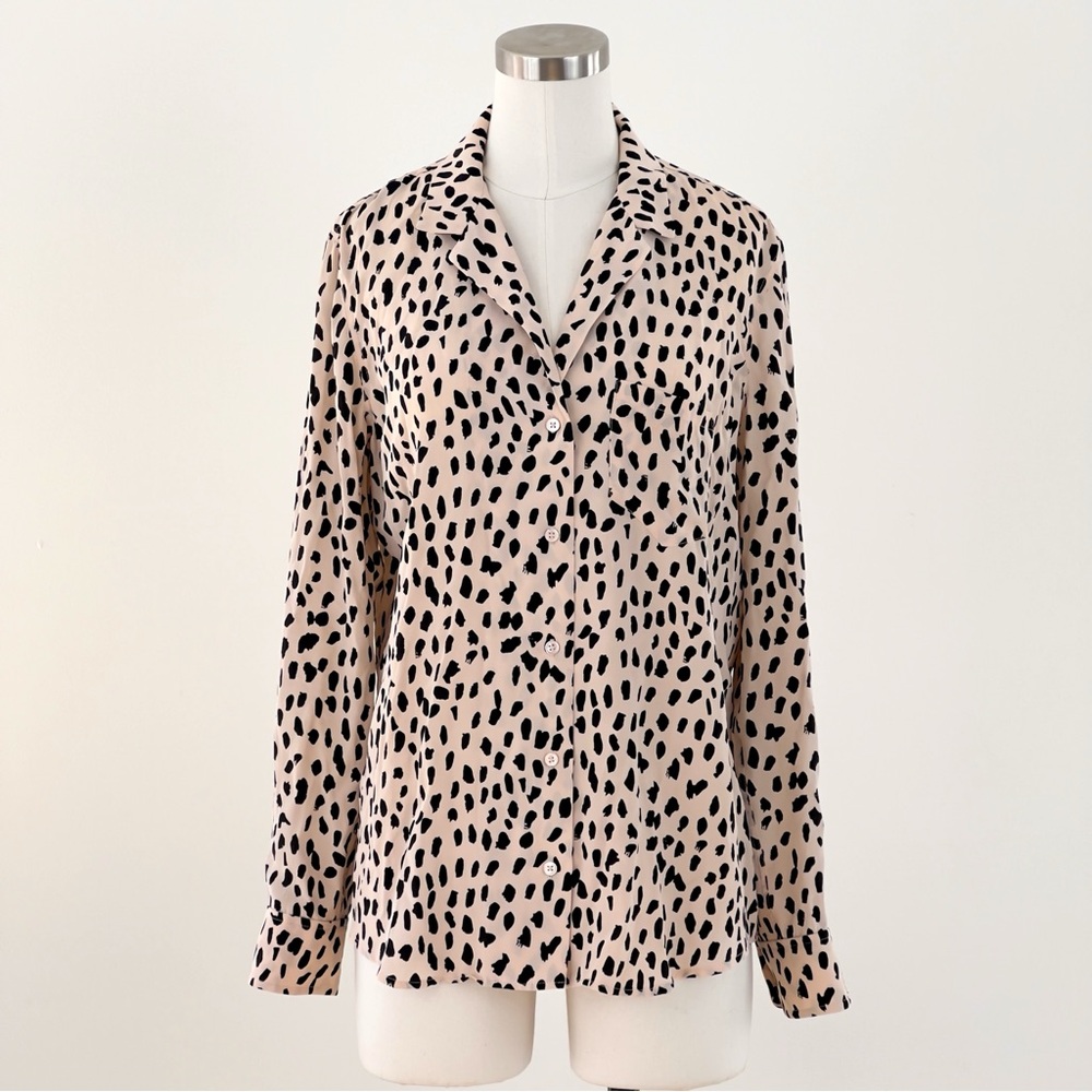 RAILS Rebel 100% Silk Button Down Blush Spotted Blouse, Sz M - Picture 4 of 10